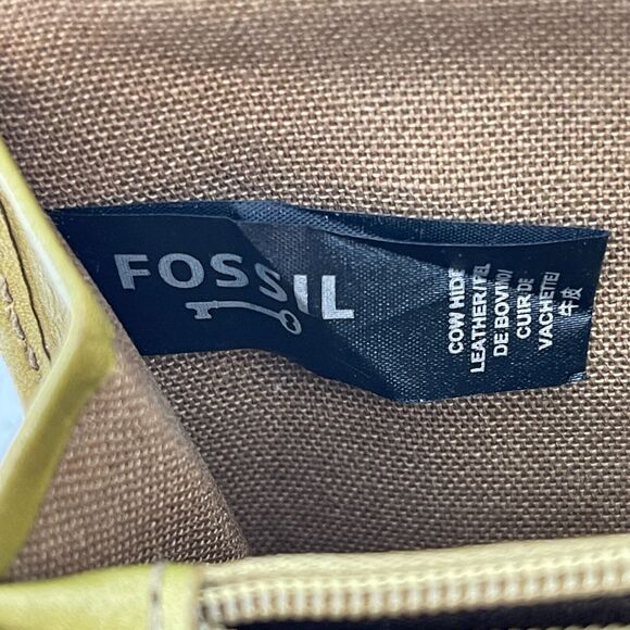 Fossil Women's Yellow Green Leather Full Size Top Clasp Wallet - Picture 3 of 14